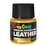 Crazy Colors 24K Gold Metallic Premium Acrylic Leather and Shoe Paint, 2 oz Bottle - Flexible, Crack, Scratch, Peel Resistant - Artist Create Custom Sneakers, Jackets, Bags, Purses