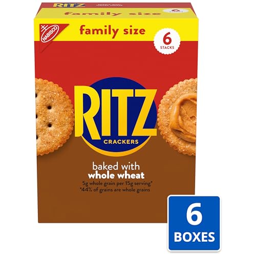 Image of RITZ Whole Wheat Crackers, Snacks for Kids and Adults, Bulk Lunch Snacks, Family Size, 6-19.3 oz Boxes