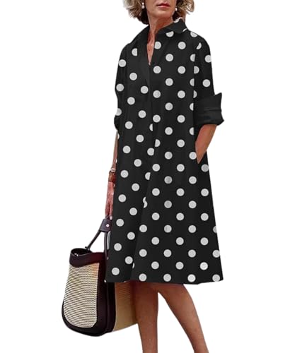 Womens Ocean Animal Print Shirtdress 2025 Elegant Button Down Linen Floral Plus Size Swing Maxi Dress