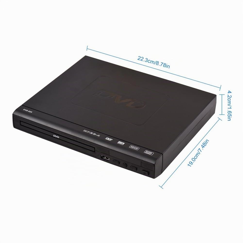 DVD-225 Reproductor de DVD Doméstico Reproductor Multimedia Digital Salida AV con Control Remoto para TV Reproductor de DVD VCD Enchufe UE