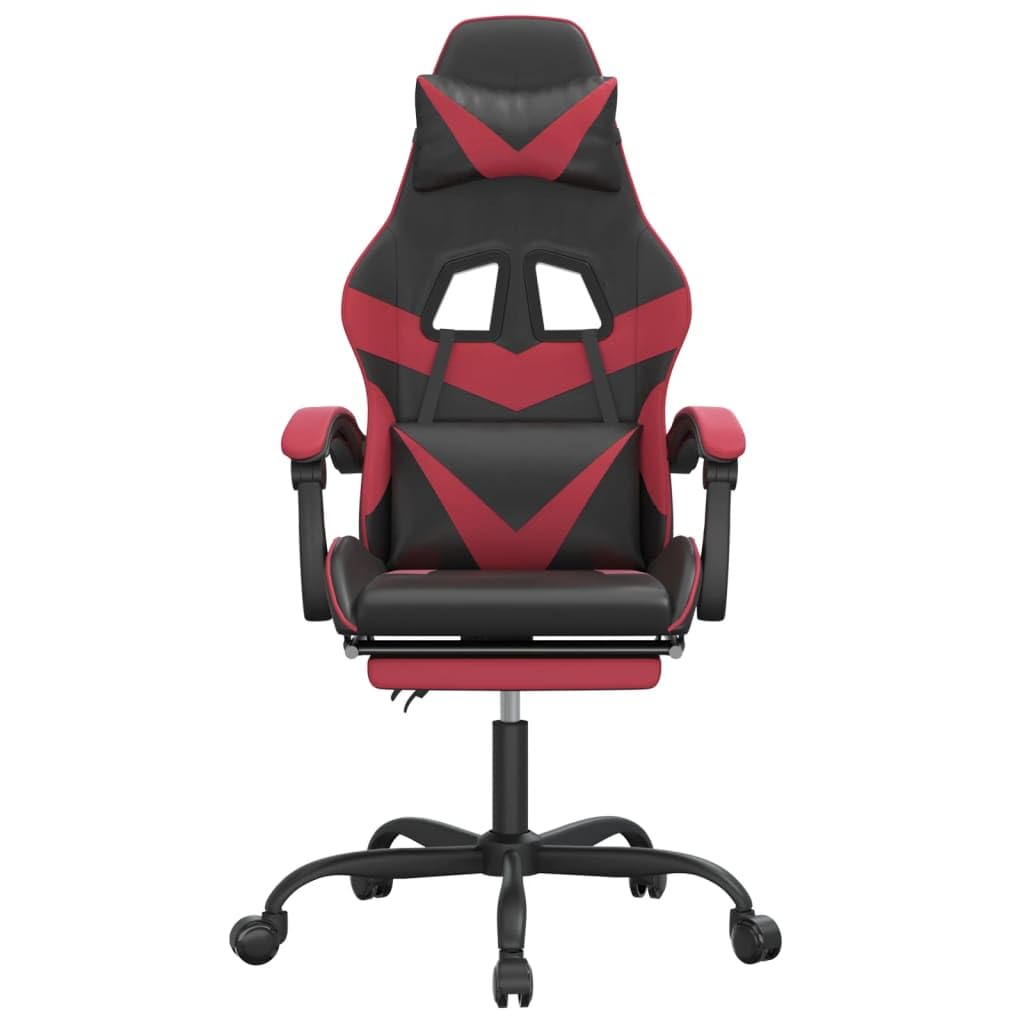 Gaming-Stuhl mit Fußstütze Drehbar Schwarz Weinrot Ergonomischer Sitzsessel mit Rückenlehne Wippfunktion für Homeoffice Jugend PC Esport Komfort