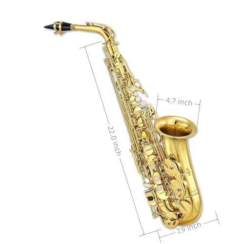 Image of Alto Saxophone for Beginners, E Flat Alto Sax Full Kit With Carrying Case,Mouthpiece,Straps, Reeds for Adults (gold)