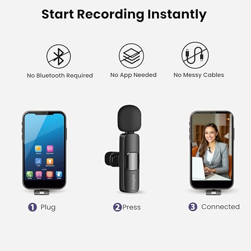 Image of Futopia Mini Wireless Lavalier Microphone Plug & Play for Type-C &, 8-Pin Connector, 2.4GHz, Clip-On Lapel Mic with Noise Reduction for YouTube, Interviews, Live Streaming, Vlogging & Gaming