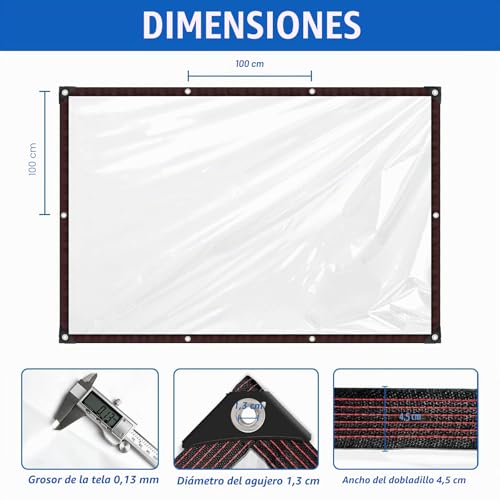 Lona impermeable transparente de 2x5m con ojales para exterior 7