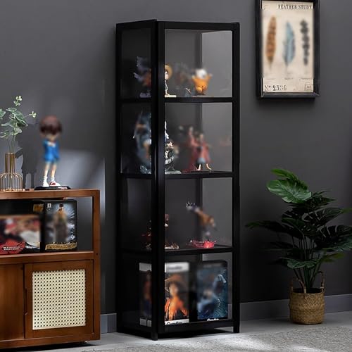 GDBTDL Vitrine en Bambou avec Portes en Acrylique, Meuble de Rangement 4/5 Niveaux, Armoire d’Exposition pour Collections, bibliothèque vitrée Moderne,pour...