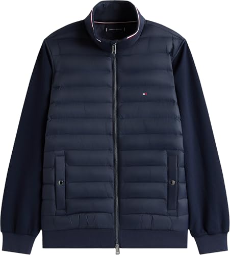 Tommy Hilfiger Herren Sweatshirt mit Reißverschluss Mix Media Stand Collar Steppjacke, Blau (Desert Sky), S – Ansicht 6