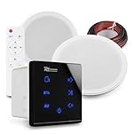 Power Dynamics Marine Bluetooth Ceiling Speaker Kit - 2x 6-Inch Weatherproof Outdoor Bathroom Speakers, IPX5 Rated with USB/SD, A50B Black Wall Amplifier Audio System