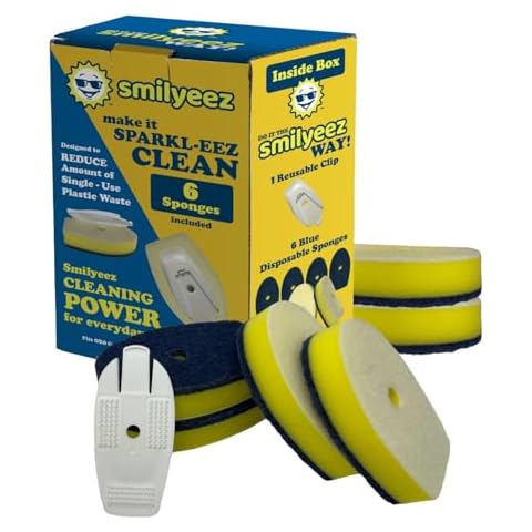 Smilyeez No-Plastic Non-Scratch Sponge Refill for OXO Good Grip Dishwand (Packs of 6) Throw Away The Sponge, NOT The Plastic Cover