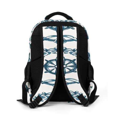 Mochila de uso diario con exclusivo estampado náutico dibujado a mano para portátil 5