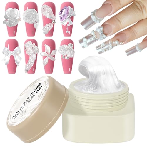 Gel de uñas 3D, Gel de uñas Solid Builder | de moldeo duro sin punta 3D,5G Suministros de manicura blanca para uso doméstico y profesional, fácil seco