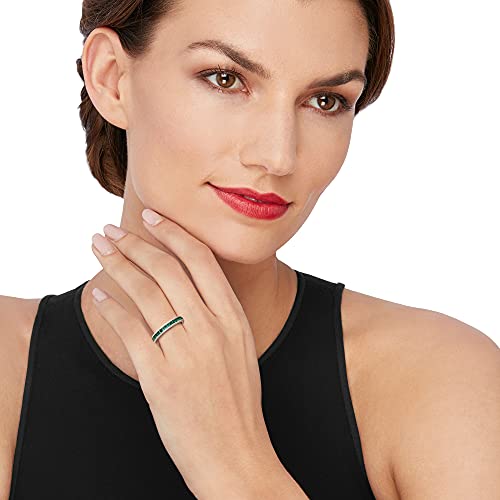 Ross-Simons 1.50 Ct. T.w. Simulated Emerald Eternity Band In Sterling Silver. Size 7 #TOP27