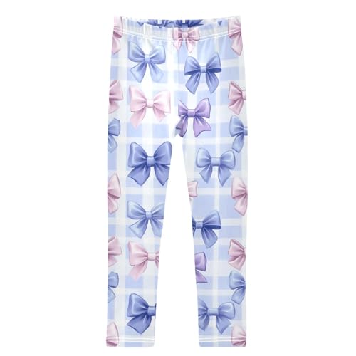 Blue Bow Purple Bows Girls Leggings Kids Yoga Pants Dance Active Tights 4T