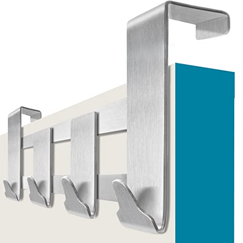 Menz Appendiabiti Da Porta – Barra Ganci Appendiabiti Appendi Abiti Per Porte Inox + Cuscinetti Antiscivolo E In Feltro – Attaccapanni Da Porta