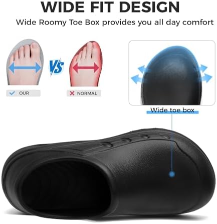 Ulogu Waterproof Non Slip Chef Clogs for Men Women Slip Resistant Work Shoes for Nurses Chefs Kitchen Restaurant & Food Service Black - 5