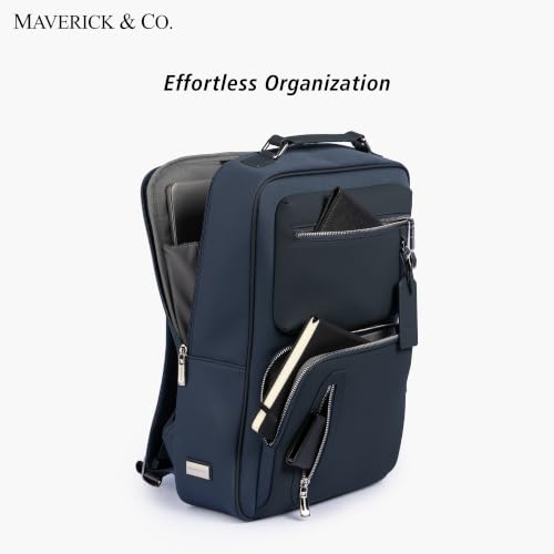 Image of Maverick & Co. Explorer Plus Leather Laptop Backpack - Stylish Work & Business Bag for Men and Women, Travel Tech Daypack