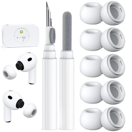 Image of 5 Pairs Replacement Ear Tips for AirPods Pro 3 Generation, Built-in dust Guard Screen,with Cleaner Pen Silicone Ear Tips for AirPods Pro 3rd (2025)(5 Size-X-Small)-White