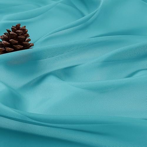 Image of OVZME Turquoise Bedroom Curtains 2 Panel Sets 96 Inch Length, 59 Inch Extra Wide Light Filtering Voile Drapes Light Airy Window Drapes for Patio Door Living Room Bedroom Dining, 59Wx96L Inches