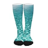 Knee High Socks for Women, Fashion Print Blue Aqua Pool Water Trendy Athletic Yoga Socks, Fashion Statement for Travel, Running, Casual Outfits