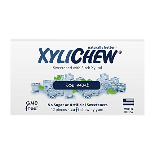 Xylichew 100% Xylitol Chewing Gum - Non GMO, Non Aspartame, Gluten Free, and Sugar Free Gum - Natural Oral Care, Relieves Bad Breath and Dry Mouth - Ice Mint, 288 Count