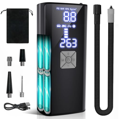 Tire Inflator Portable Air Compressor for Car Tires, 150PSI Tire Inflator with Digital LCD Display, Auto Shut-Off, Electric Air Pump for Cars, Bikes, Motorcycles, and Sports Balls