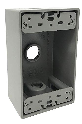 Image of Sealproof 1-Gang Weatherproof Exterior in Use Outlet Cover and Box Kit - Metallic Electrical Outlet Box and UL Extra Duty, Lockable, in Use Outdoor Outlet Cover - Horizontal /Vertical Use (Pack of 2)