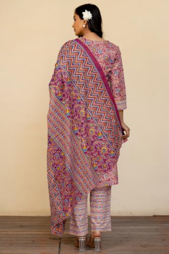 Image of MIRCHI FASHION Pure Cotton Women Straight Batik Printed Kurti Set with Dupatta and Pant