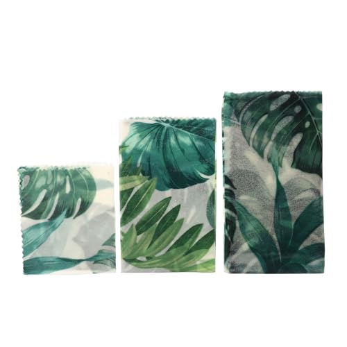 TOYZFRIENDY 3 pezzi Involucri Alimentari in Carta di Cera d Api Antigrasso e Riutilizzabili Foglie Verde Classico per Conservare Pane Dolci Carne e Snack Freschi