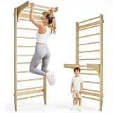 Lubirayi Sprossenwand Wandmontiert, Klimmzugstange & Dip Extension