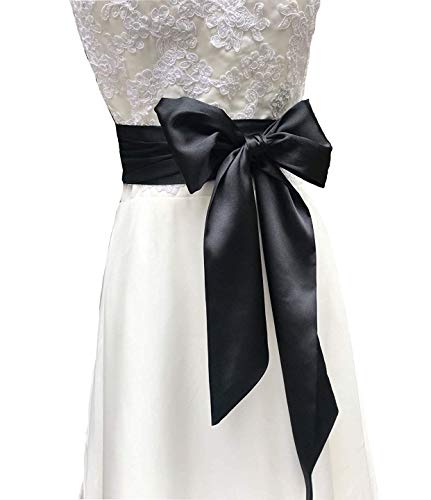 Special Occasion Dress Sash Wedding Sash Bridal Belts 4'' Wide Double Side (Black)