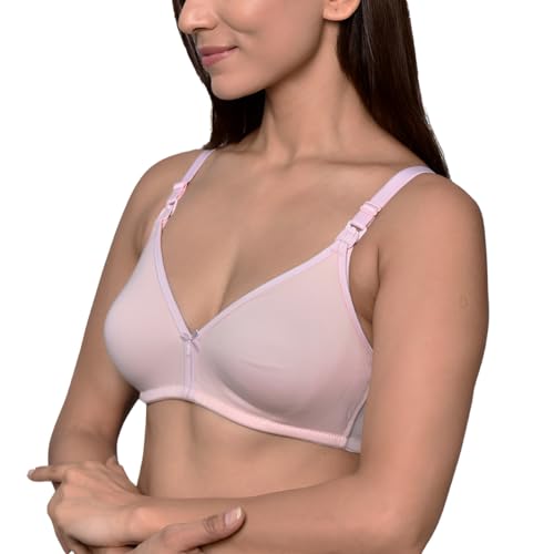 Image of Inner Sense Organic Cotton Bamboo Nursing Bra for Women I High Coverage Feeding Bra with Lace Detailing on Neckline I Non Padded Maternity Wear with Wirefree Design