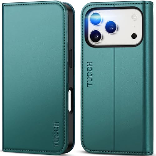 Protection iPhone 17 Pro TUCCH anti-espionnage RFID et étui antichoc à rabat aimanté
