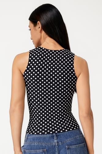 Image of QINSEN Women's Square Neck Sleeveless Double-Layer Tank Tops Basic Tight T Shirts