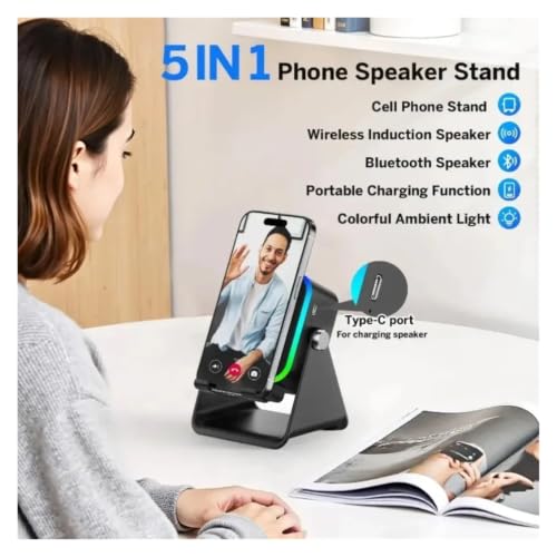 PFXXRENX 5-in-1 Bluetooth Speaker Phone Holder