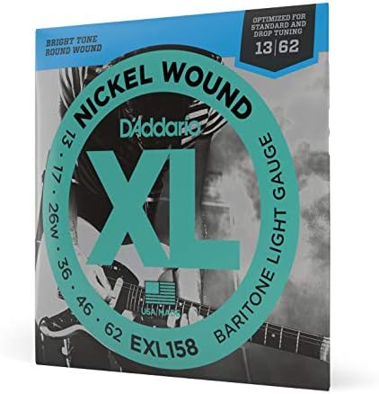 D'Addario Guitar Strings - XL Nickel Electric Guitar Strings - EXL158 - Perfect Intonation, Consistent Feel, Reliable Durability - For 6 String Guitars - 13-62 Light Baritone
