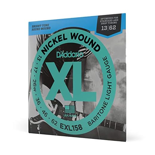 D'Addario EXL158 Nickel Wound Electric Guitar Strings, Baritone Light, 13-62, 13-62, Baritone Light, 1-Pack
