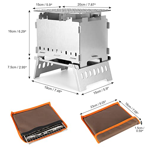 Odoland Portable Folding Campfire Grill Fire Pit Camping Grill, Stainless Steel Charcoal Bbq Grill, Lightweight Wood Stove Burner For Outdoor Cooking Hiking Backpacking Picnic Bbq Travel #TOP4