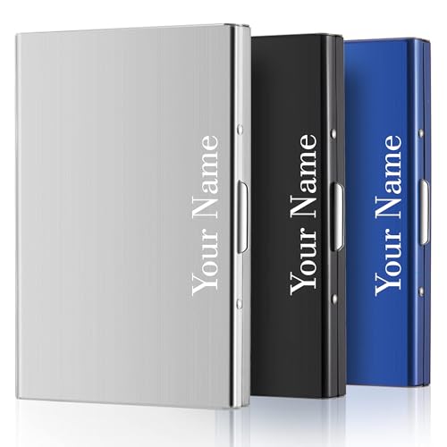 Image of Mini2buy Customized Unisex Card Holder Name Engraved Upto 15-20 Credit|Debit|ATM|Business Visiting Cards [RFID Blocking] Stainless Steel (1.5 x 9.5 x 6.5 cm) Personal & Corporate Gift (Multi-Colour)