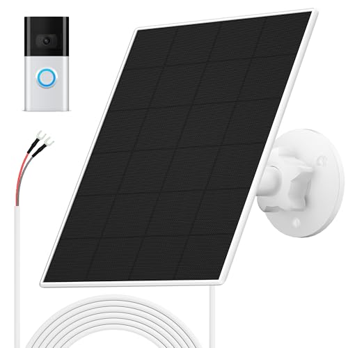 Solar Panel for Ring Doorbell 1/2/3/3+/4, Video Doorbell, Ring Battery Doorbell, Solar Charger 6W AC 9V Waterproof, Adjustable Panel Mount, 9.8ft Cable