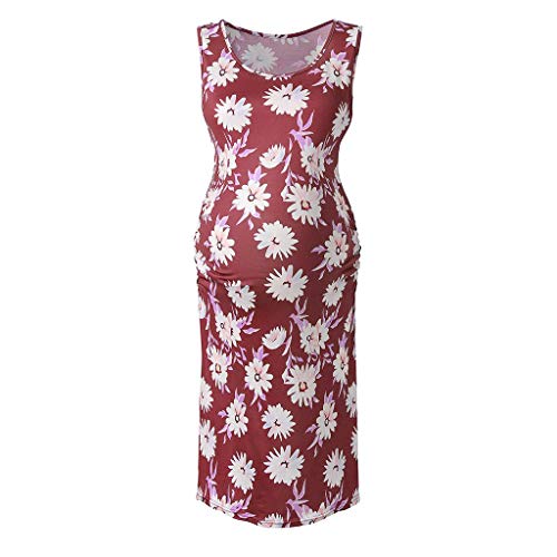 Preisvergleich Produktbild Aberimy Stillkeid Umstandskleid Still Kleid Schwangerschafts Kleid Still-Nachthemd Stillen Kleid Frauen Damen Kleid Sommer Damen Kleider Mit Blumenmuster Ärmellos Sexy Mode Casual