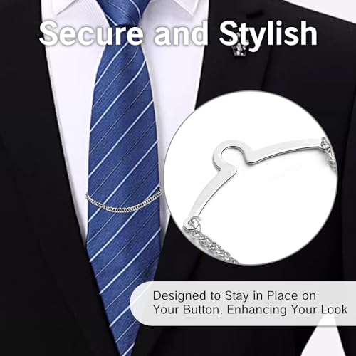 3 Packs Tie Chain for Men Fashion Necktie Clips and Chains Mens Accessories with Ring Clasps for Suits Neckties Vests and Trousers Elegant Tie Pins and Tacks for Business and Wedding Wear4