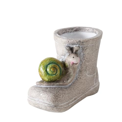 Blumentopf Übertopf Paulona - Schnecke - Steifel Pflanztopf Blumenkübel Pflanzgefäß Terrakotta Keramik Balkon Terasse Garten Outdoor Dekoration Stiefel-Form 14,2 x 7,8 x 10,3 cm