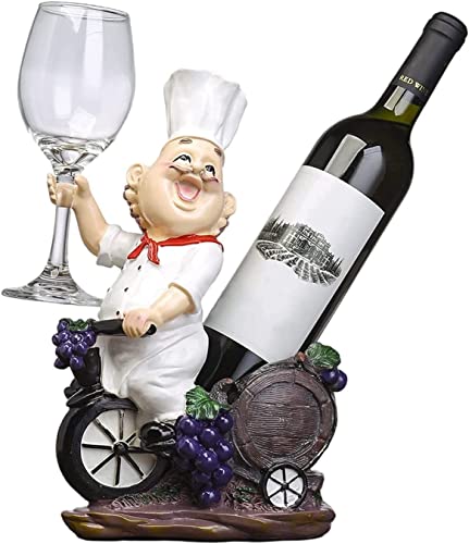 Wine Racks - Free Standing Fat Chef Statue Wine Bottle Holder, Goblet Ornaments, Wine Champagne Storage Rack Party Decoration Gift