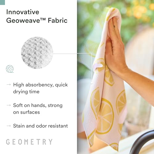 GEOMETRY Spring Kitchen Towels - Quick Dry Microfiber Cloth Spring & Summer Dish Towels for Kitchen Drying - Premium Quick Dry Towel - Lemonade Lines, 18\" x 30\" - 2-Pack - Thumbnail 4
