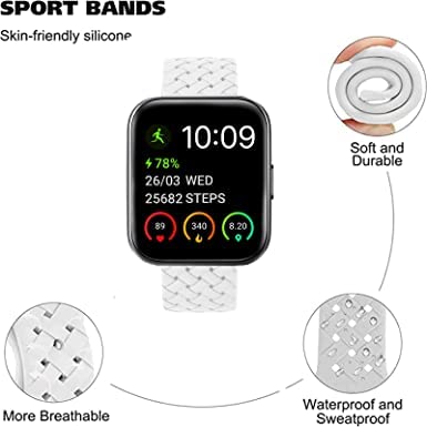SKG V7 Pro Smart Watch Band,Silicone Braided Weave Sport Soft Replacement Straps Compatible for SKG V7 Pro/ENOMIR ID208BT 1.7"/Aeac 1.7" ID208/ENGERWALL ID208BT/Konitee/DECWIN/FACOI ID208 Smart Watch - Image 3