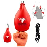 BULL DOZA Slip Bag - Selbstbefüllende Boxsack Defensive Reaktion Training Tasche mit 2m Hängeseil (nicht zum Boxen) - Rot