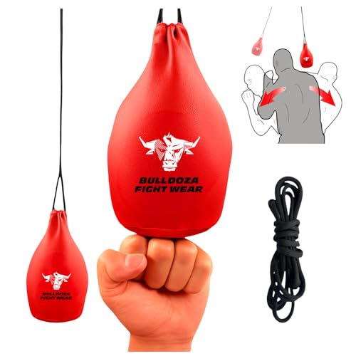 Image of BULL DOZA Slip Bag – Self-Fill Boxing Defensive Reaction Training Bag with 2m Hanging Rope (Not for Punching) – Red