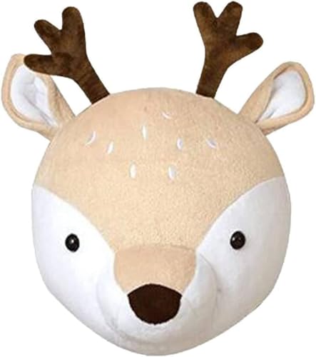 Image of Animal Head Wall Decor Plush Stuffed Animal Head Wall Mount, Nursery, Playroom, or Bedroom Décor, Wall Hanging (deer)