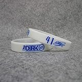 nowitzki trikot kinder Farbe: Weiß Blau Xi-Link Deutsch Auto Einzelgänger No. 41 Mavericks Dirk Nowitzki Unterschriften-Kampagne Unterschrift Armband Silikon-Armband (Color : White, Size : 19CM)