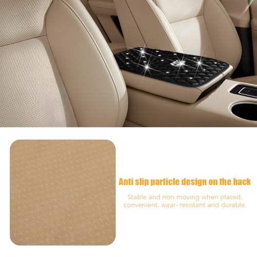 image for Mandark Bling Car Center Console Cover, Rhinestones Crown Vehicle Armr