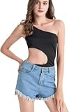 Conception Asymétrique Élégante: Ce body sans manche présente un design asymétrique tendance avec une épaule dénudée et une découpe latérale audacieuse qui met en valeur votre silhouette. La coupe ajustée épouse parfaitement les formes du corps pour un look sophistiqué et moderne.